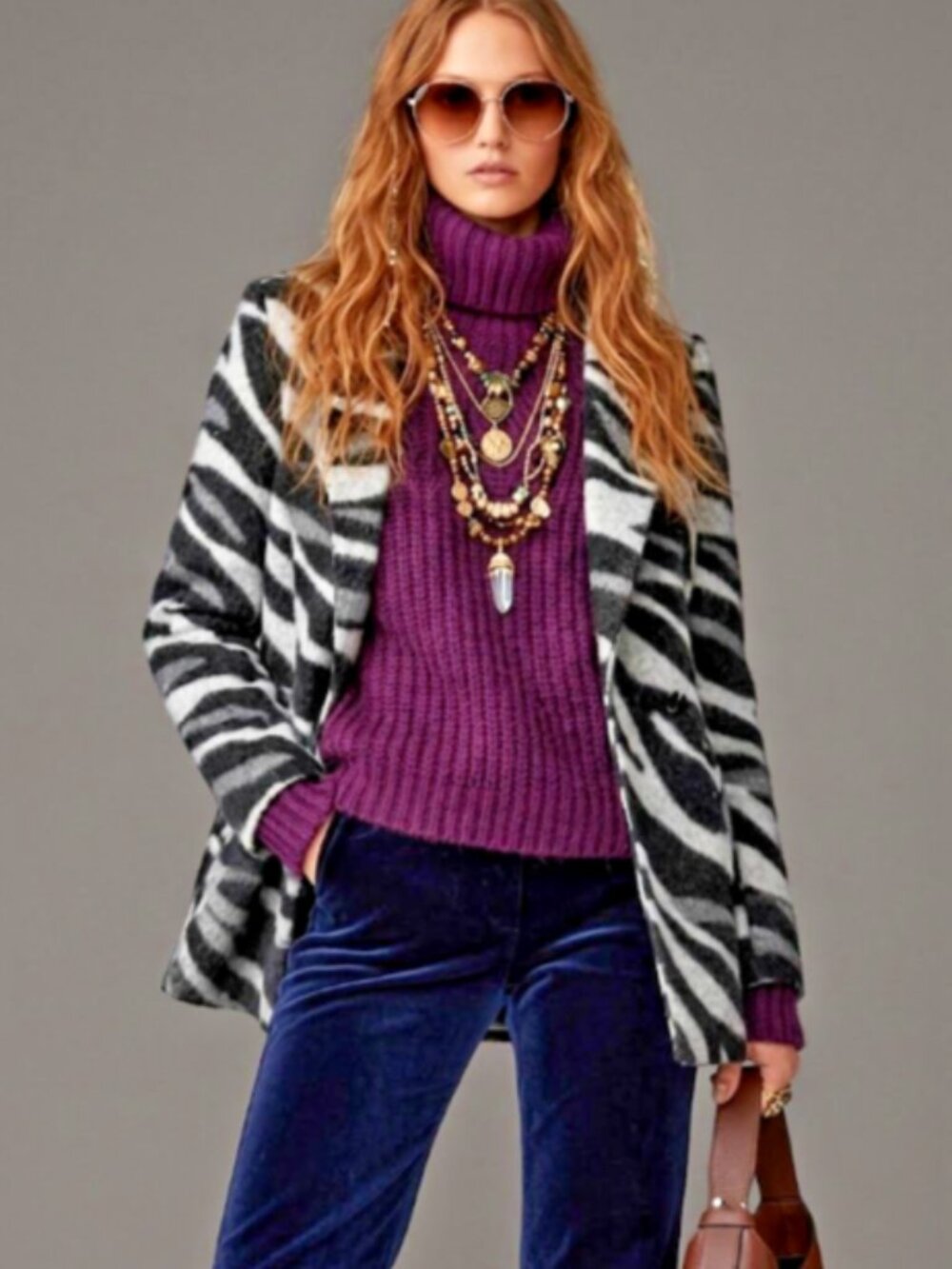 RD Style Zebra Wool Blend Coat Unlined S New York Style